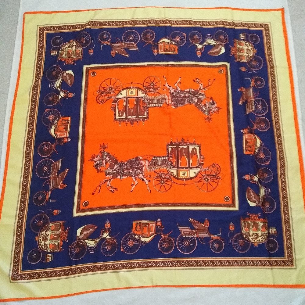 Silk scarf 50x50 equestrian print